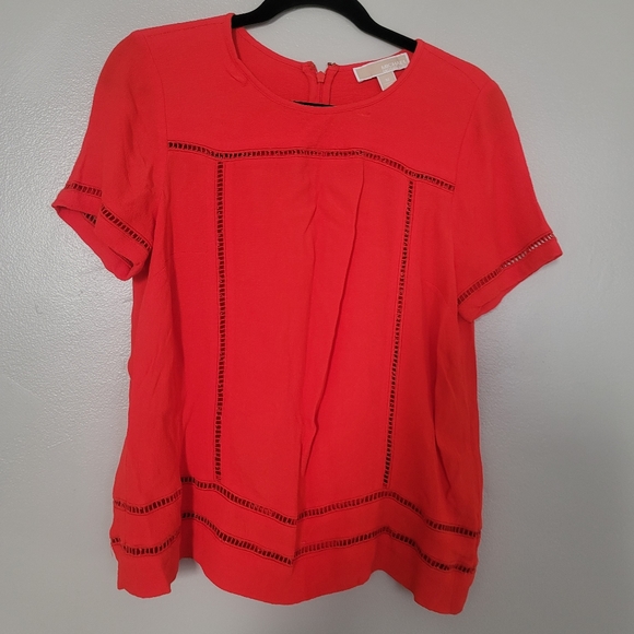 MICHAEL Michael Kors Bright Orange Short Sleeve 100% Rayon Blouse Size M - Picture 4 of 9